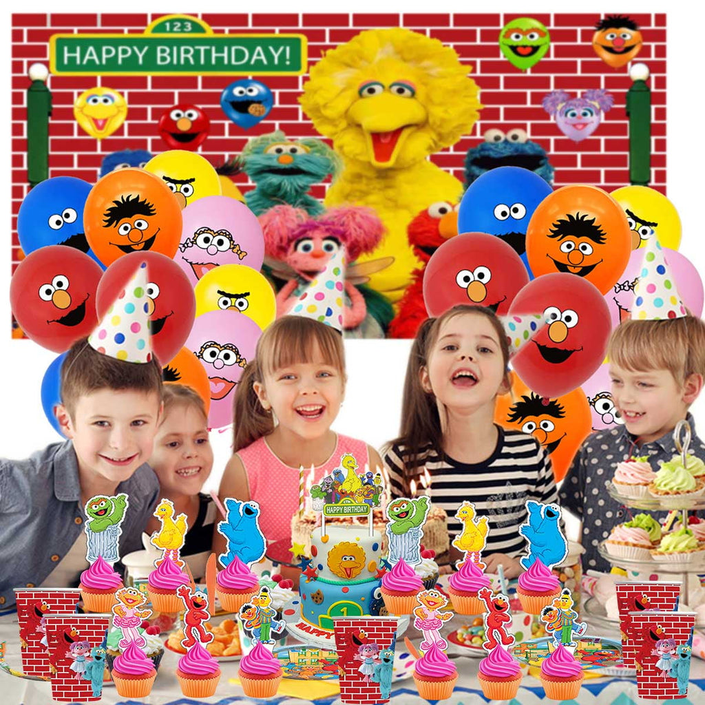 Sesame Street Birthday Party Supplies Balloons Paper Plates Decoration Cake Topper Decor Tableware Banner Backdrop
