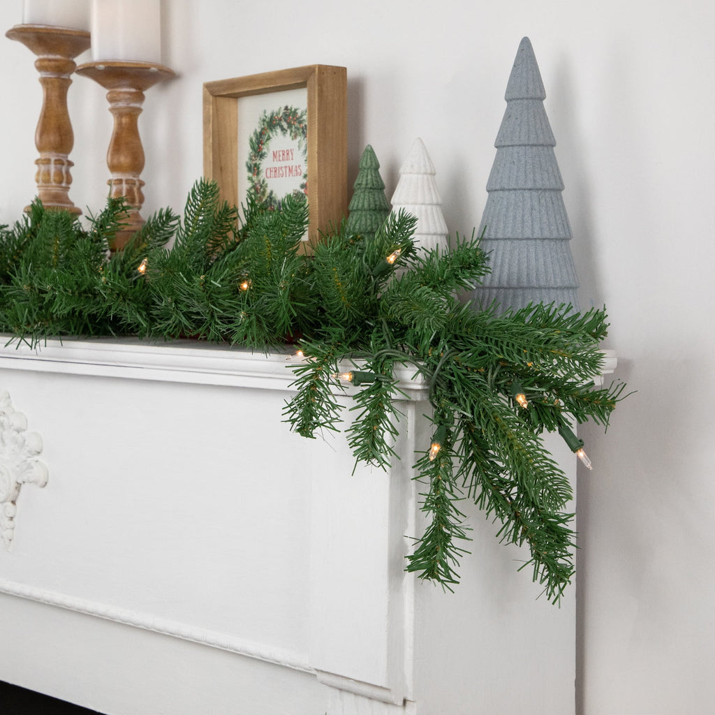 Northlight 9' x 10" Pre-Lit Sierra Noble Fir Artificial Christmas Garland, Clear Lights