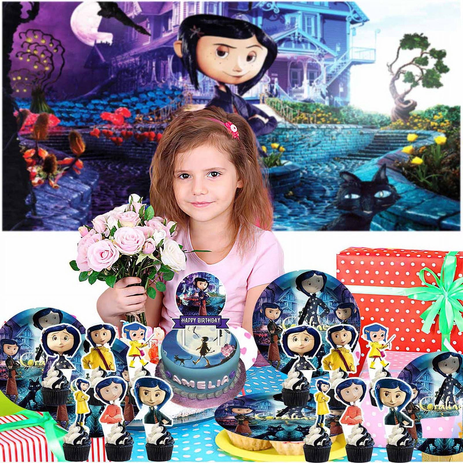 Coraline Birthday Party Supplies Balloons Plates Decoration Cake Topper Decor Tableware Banner Backdrop