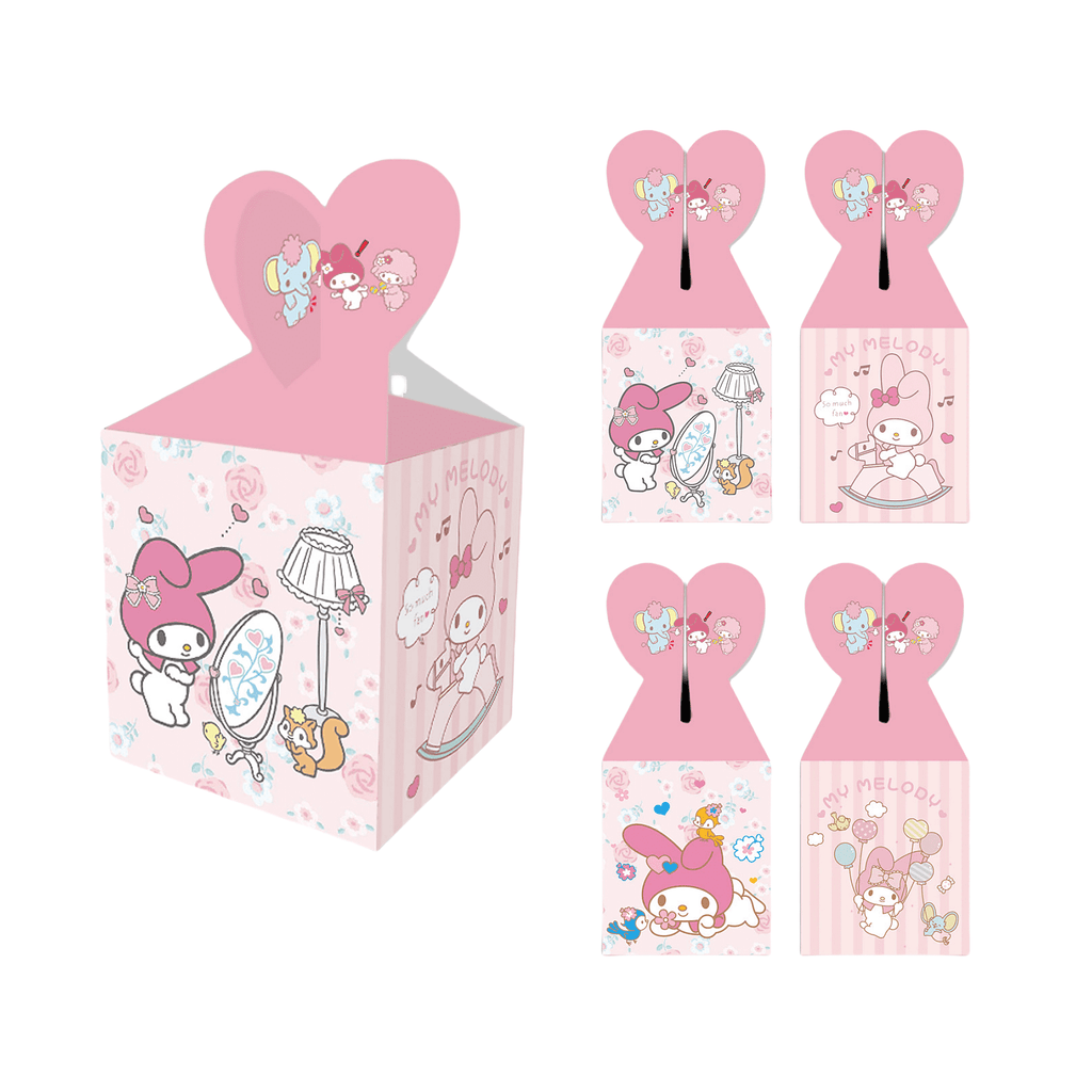 24PCS My Melody Party Candy Boxes for Anime Theme Birthday Party Supplies Decor,Kids Birthday Game Party Kraft Paper Gift Bag Decoration