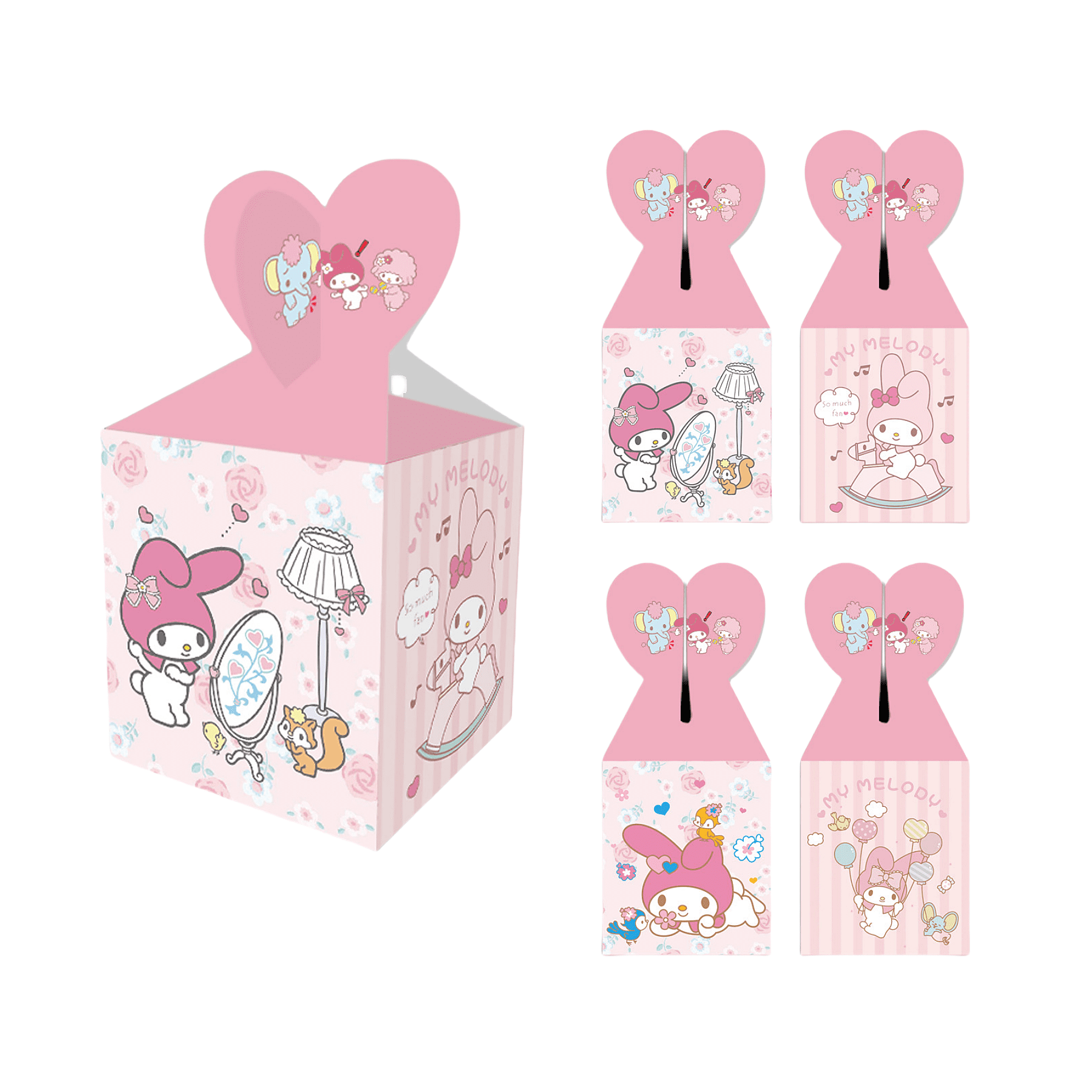 24PCS My Melody Party Candy Boxes for Anime Theme Birthday Party Supplies Decor,Kids Birthday Game Party Kraft Paper Gift Bag Decoration