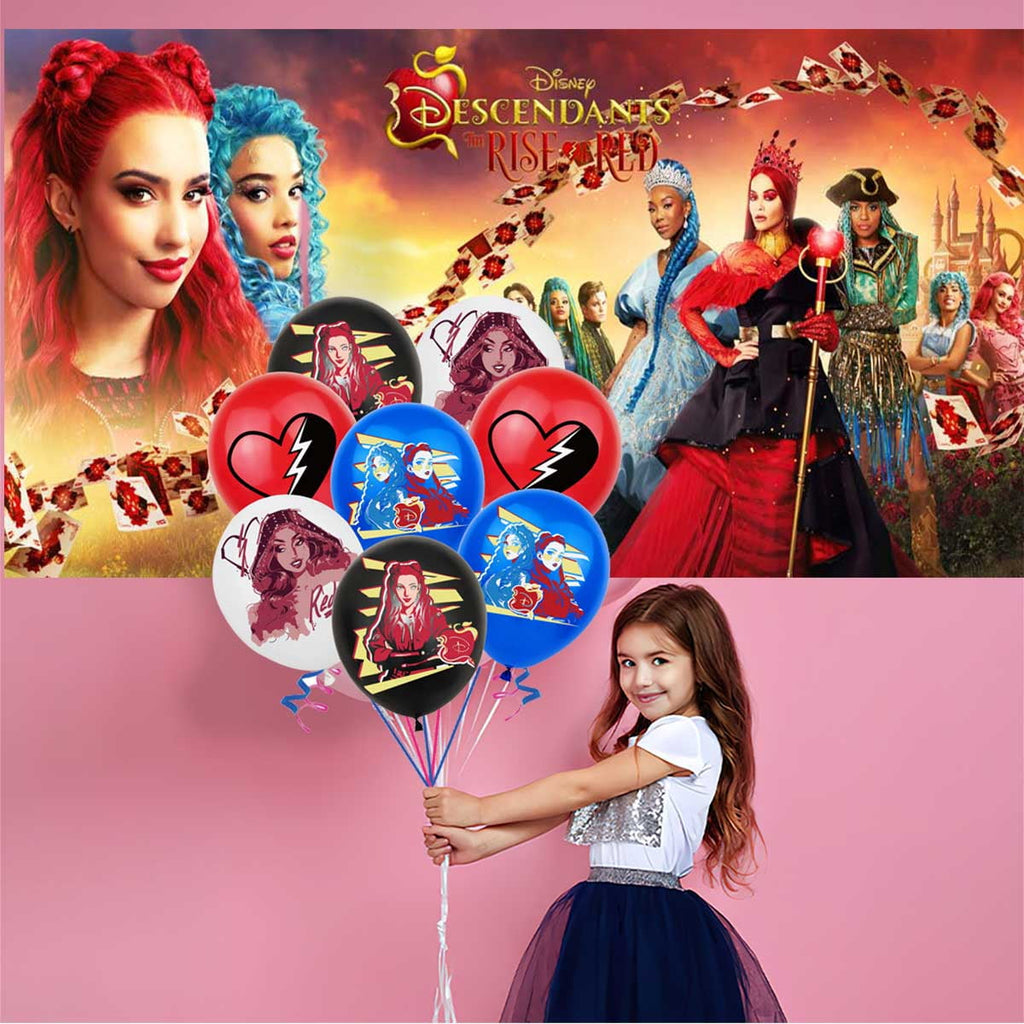 Descendants The Rise of Red Party Supplies Balloons Tableware Decorations Birthday Plates Cake Topper Decor Banner Backdrop