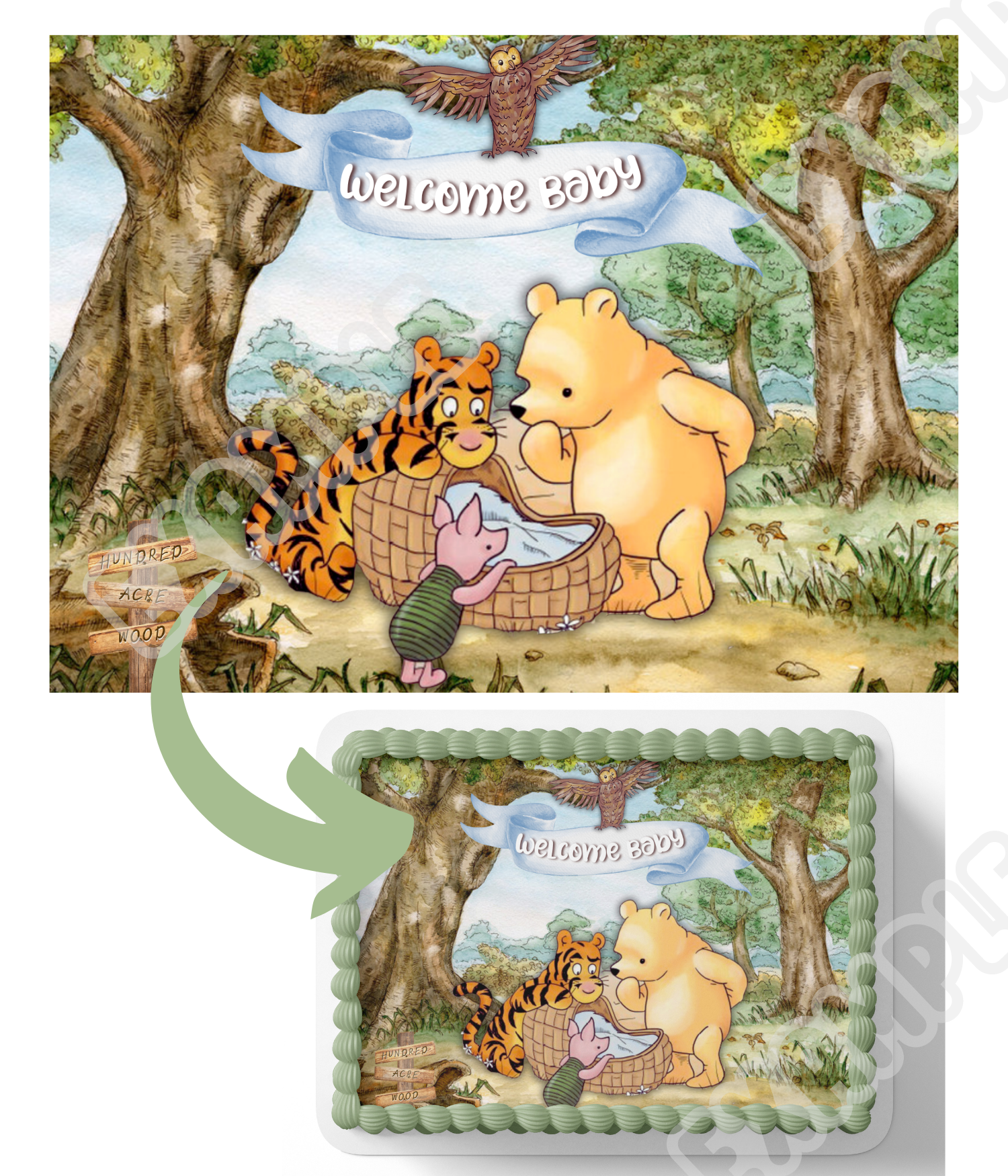 Pooh Bear Baby Shower Cake Topper, by Edible Sugar Art