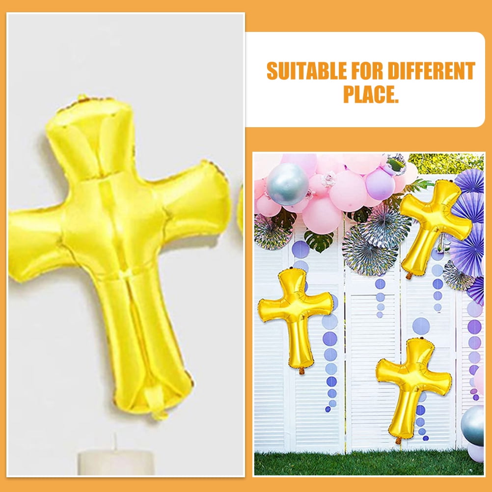 Raindrops 18 pcs  Cross Balloons for Baptism Baby Shower Decorations Aluminum Foil Balloons Cross Shape Balloon Decorative Balloons Baby Christening Foil Balloon for Party