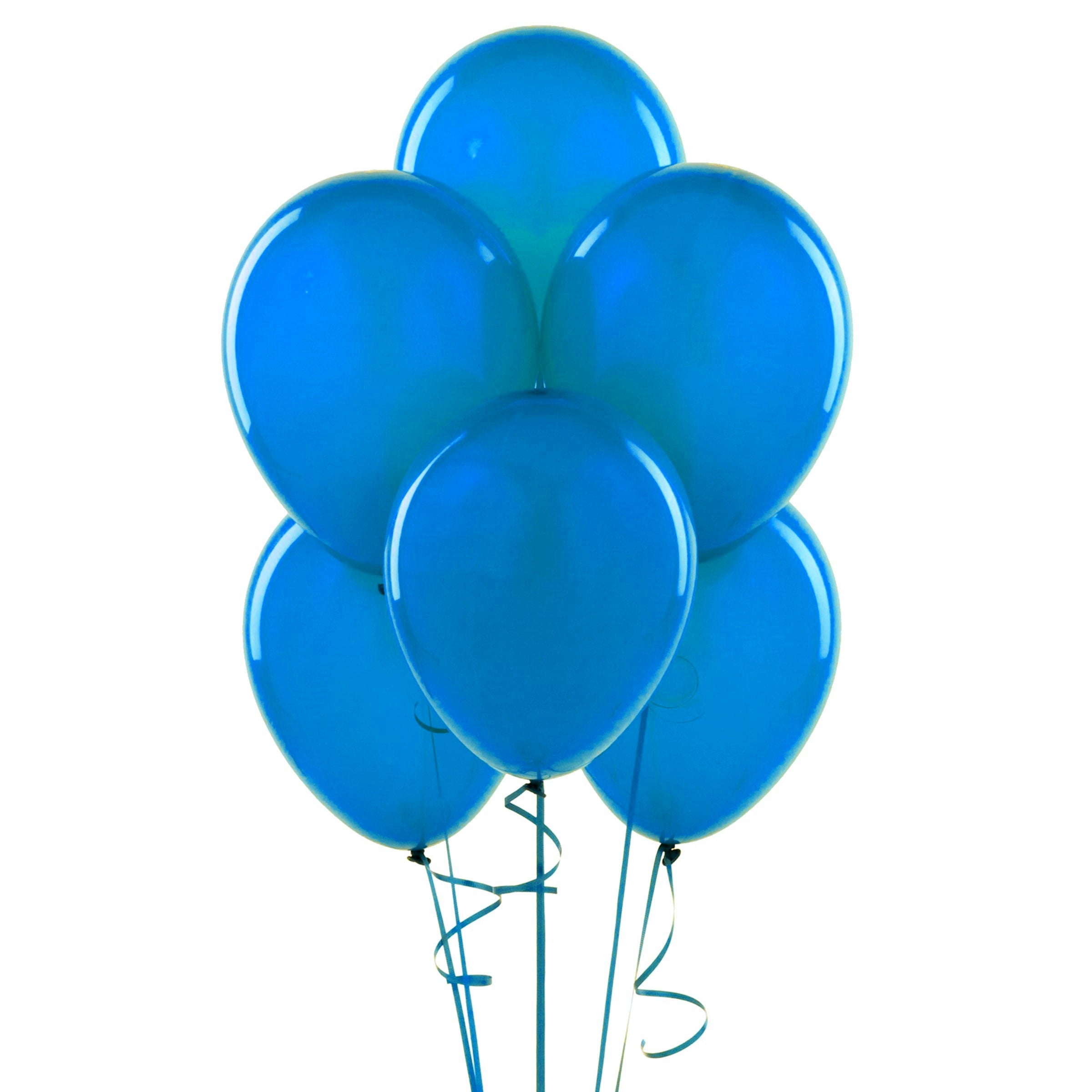 72 Latex Balloons 12" with Clips and Curling Ribbon - Blue