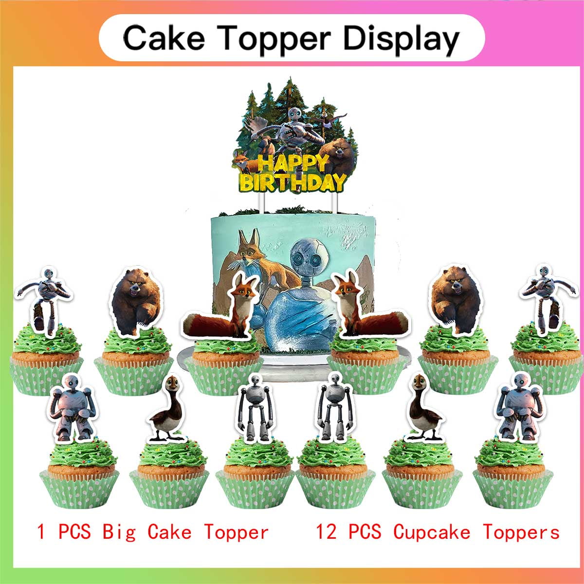 The Wild Robot Birthday Party Supplies Balloons Plates Decoration Cake Topper Decor Tableware Banner Backdrop