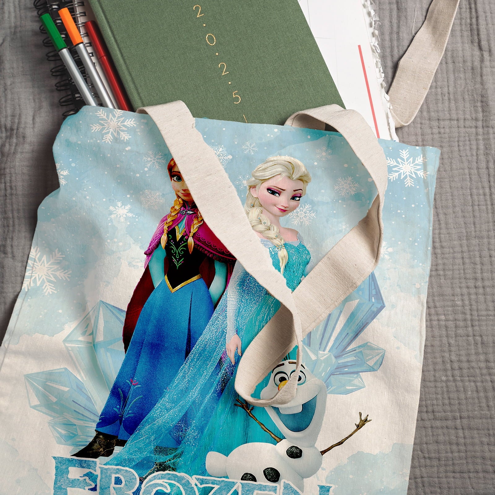 6 Pcs Winter Frozen Party Favor Canvas Tote Bags Reusable Canvas Bags Winter Frozen Gift Tote Bags Goodie Treat Candy Canvas Bags for Winter Frozen Themed Party Kids Birthday Party Baby Shower