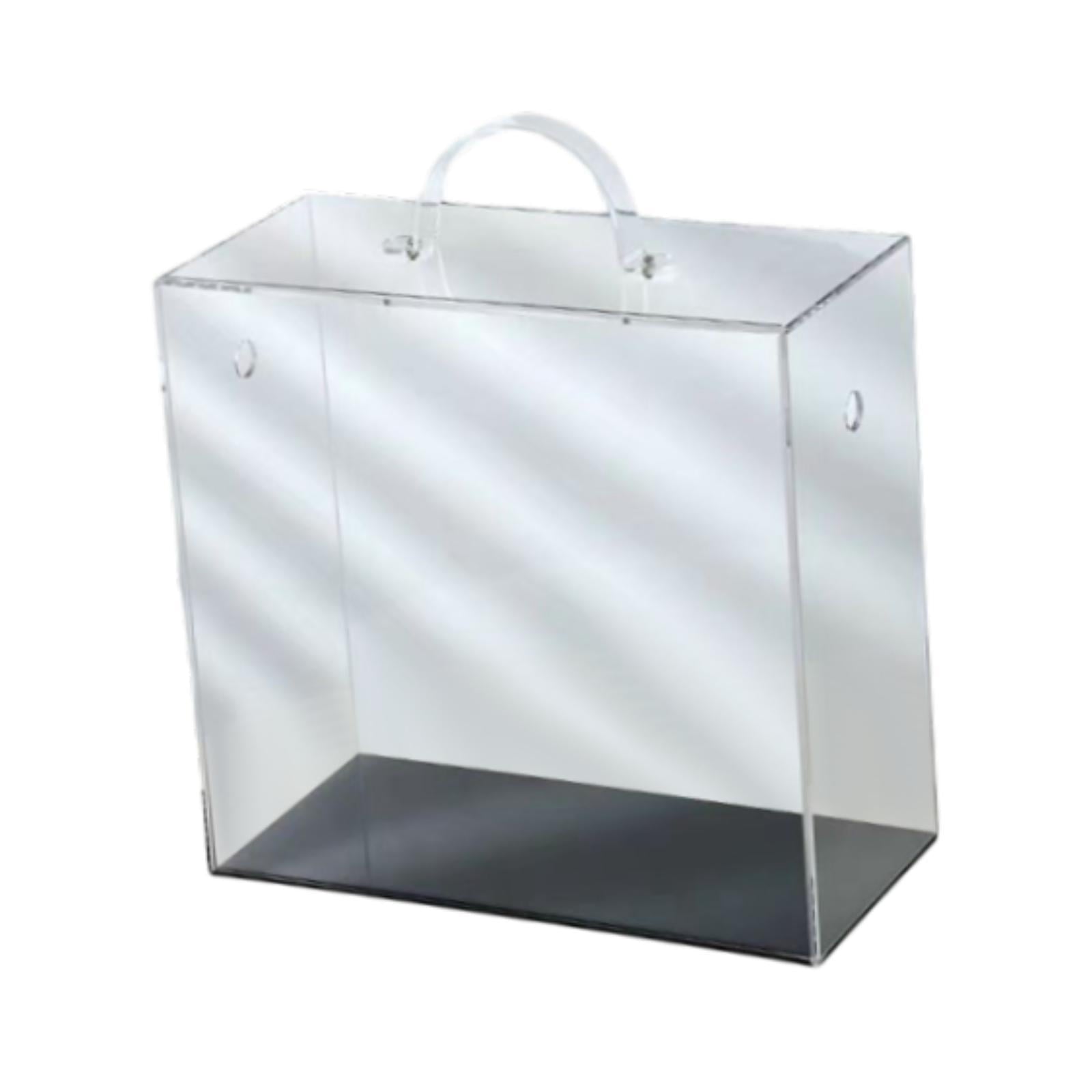 Sharprepublic Clear Acrylic Flower Box with Handle Elegant for Bridal Shower Gift Tote Bag 25.5x12x21cm