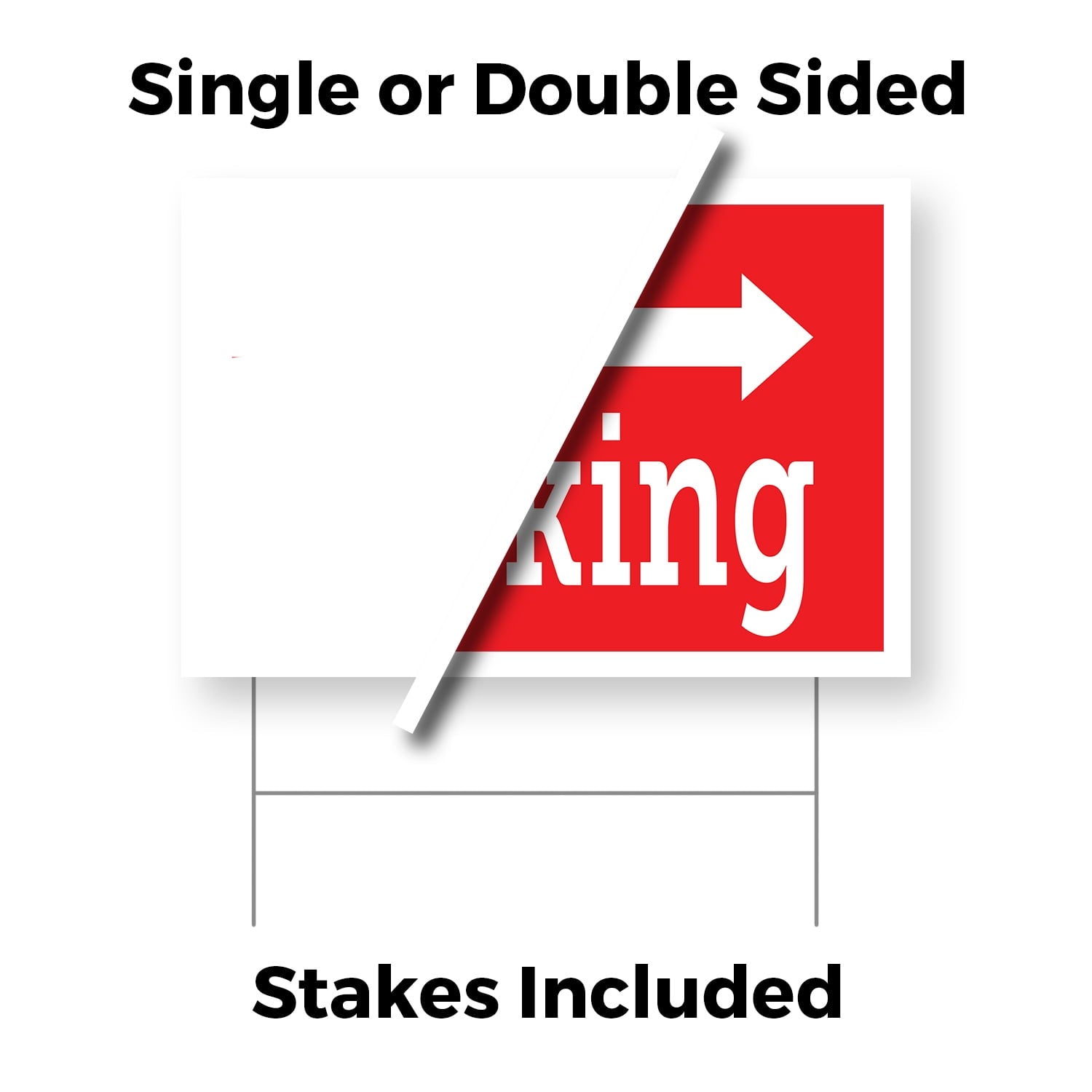 Free Parking Right Yard Sign 2 Pack of 24 Inch x 36 Inch Single Sided Weatherproof Heavy-Duty Plastic with Stake | Event Promotions, Clear Directions, Outdoor Display | Made in USA