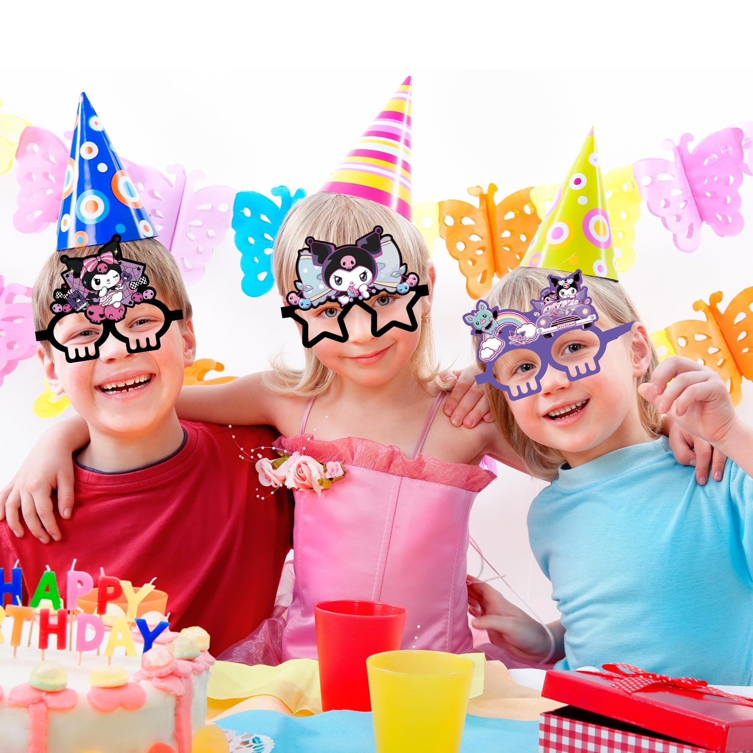 12Pcs Kuromi Themed Glasses, Party Supplies Photo Booth Prop Cartoon Character Cosplay Birthday Gift for Kids.
