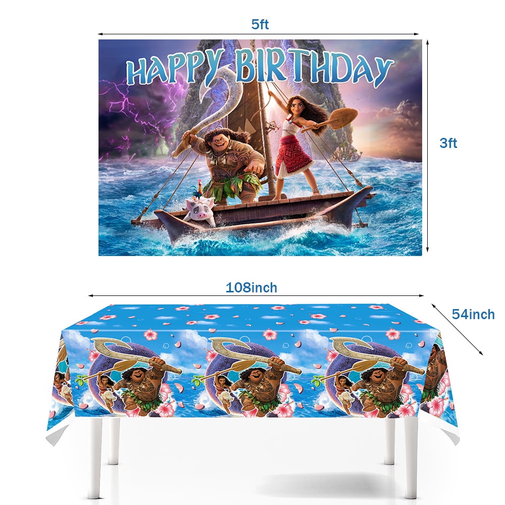 Ocean Princess Birthday Decorations Set Include Banner, Backdrop, Balloons, Hanging Swirls, Cake Cupcake Toppers, Tablecloth Cartoon Party Favors Party Supplies