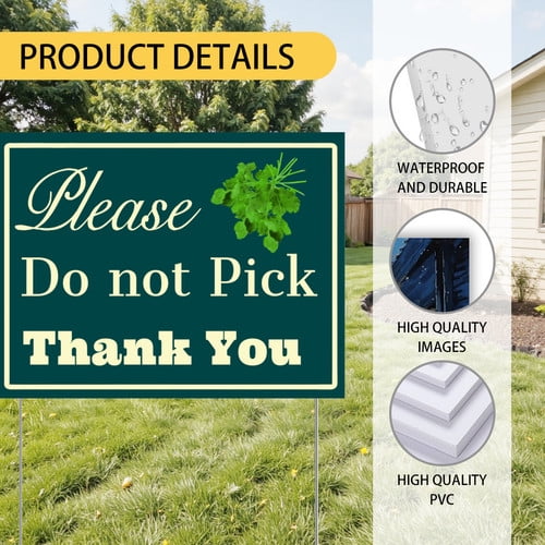 ZXCXRQFa Please Do Not Pick Coriander Yard Sign With Stake,Private Property Vegetable Sign Plant Markes for Lawn Yard Farm 9 x 12 Inches Sturdy Rust Free Weatherproof,Easy to Install