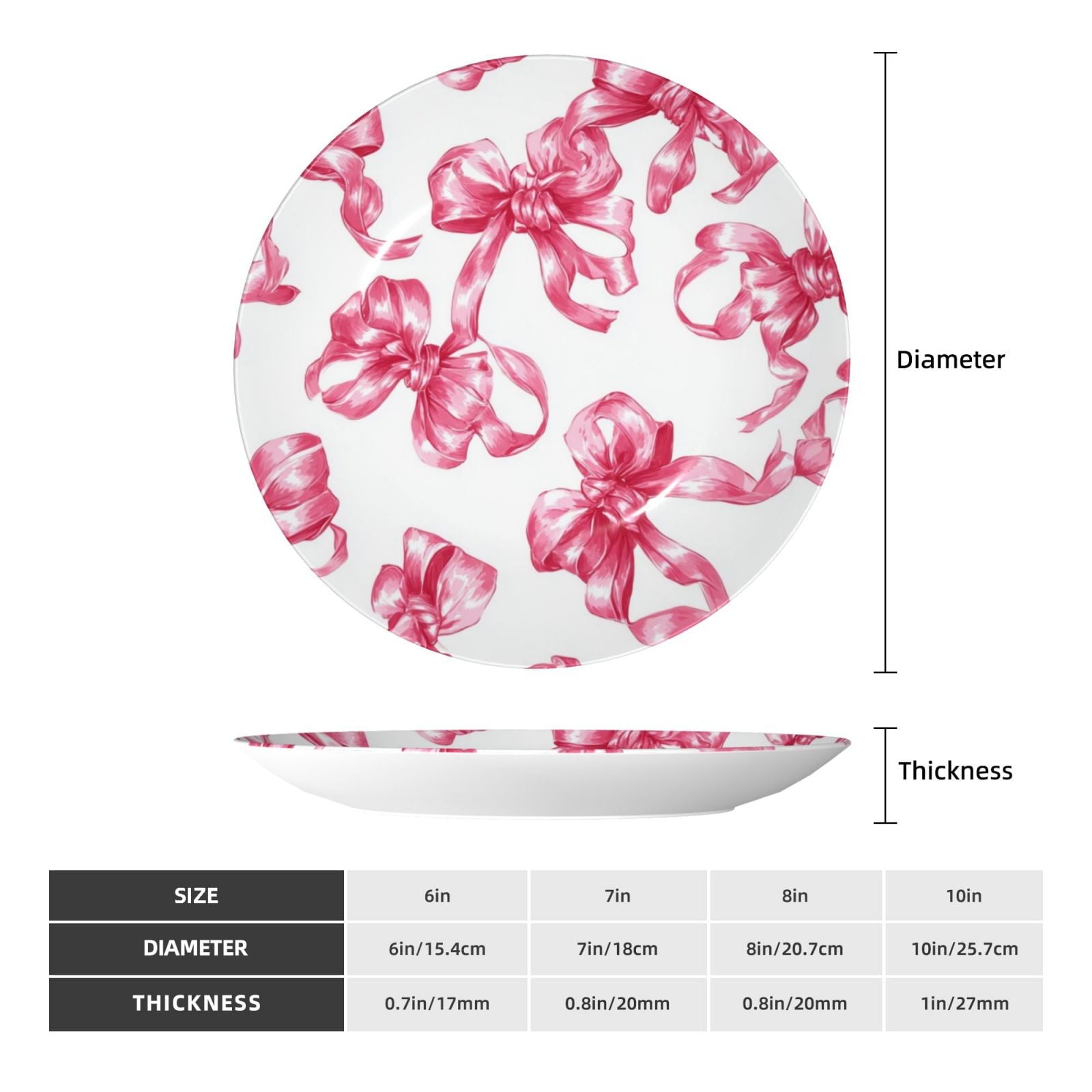 Decorative Plates – Bone China Wall & Table Decor - Cute Bow Tie - 8in
