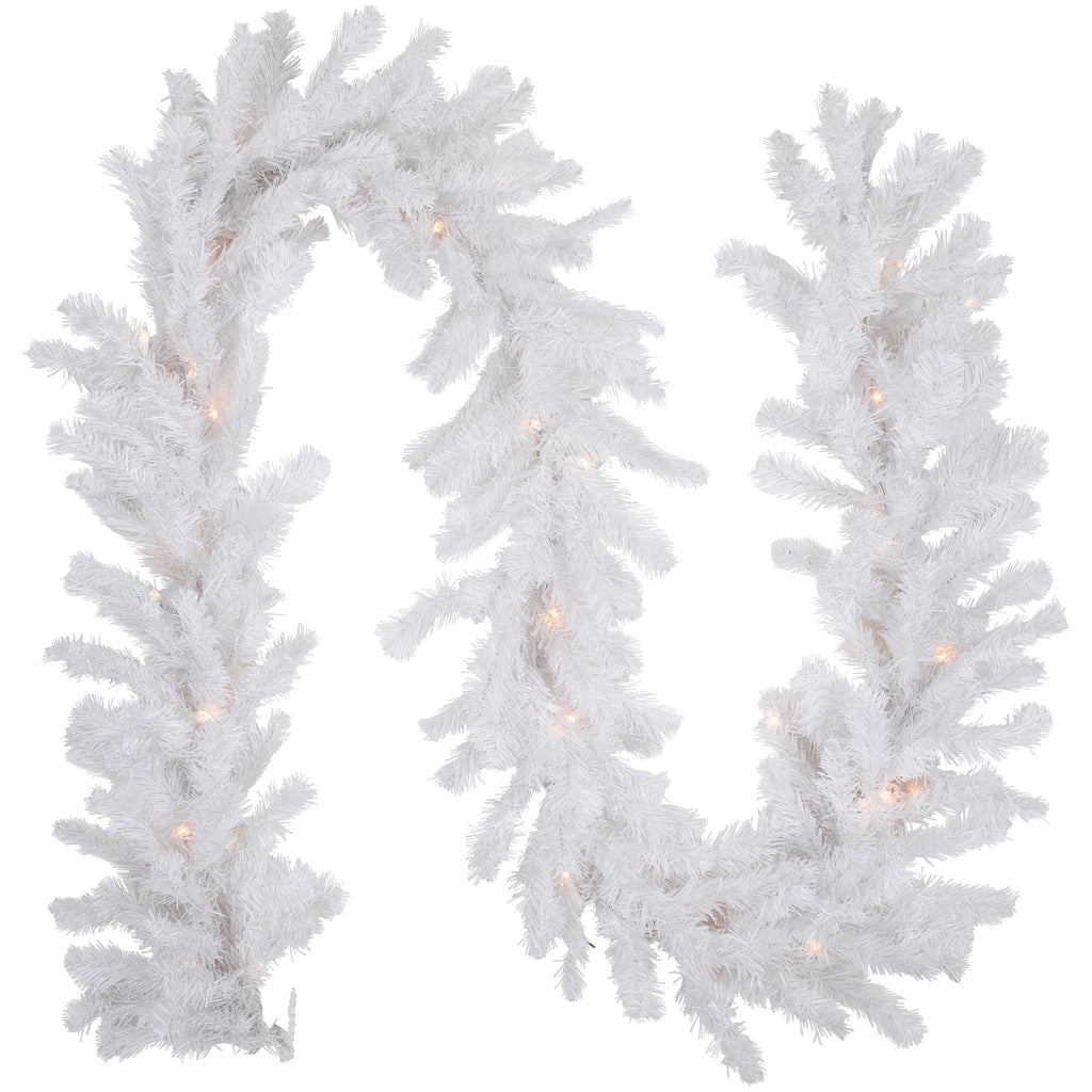 9' x 12" Pre-Lit Snow White Artificial Christmas Garland - Clear Lights