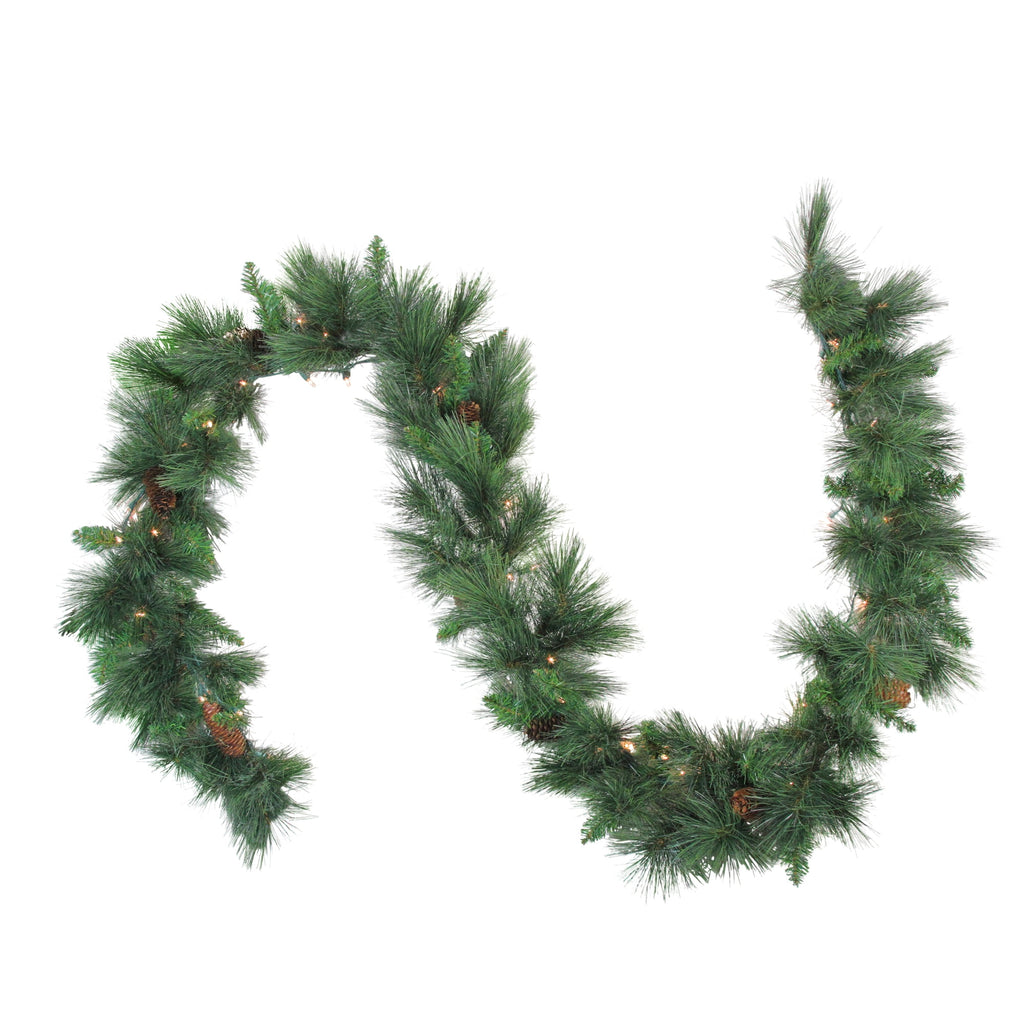 9' x 12" Pre-Lit White Valley Pine Artificial Christmas Garland - Clear Lights