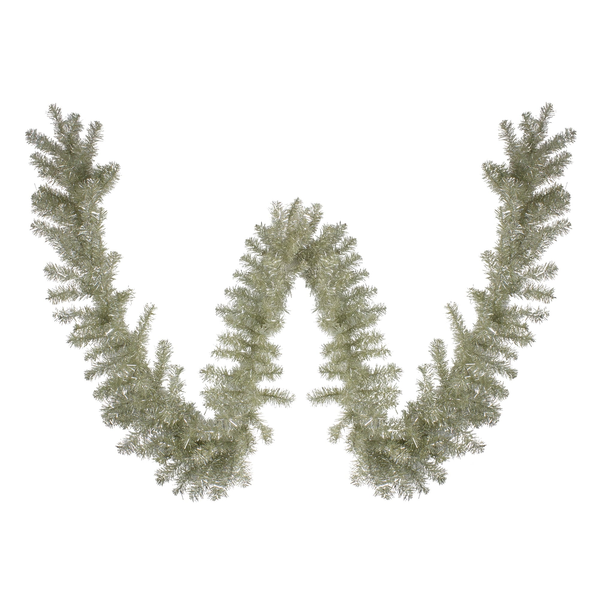 9 x 12 Pre-lit Metallic Sheer Champagne Artificial Christmas Tinsel Garland - Clear Lights