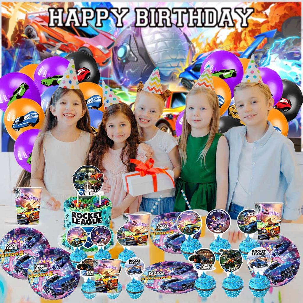 Rocket League Party Supplies Birthday Balloons Plates Decoration Cake Topper Decor Tableware Banner Backdrop