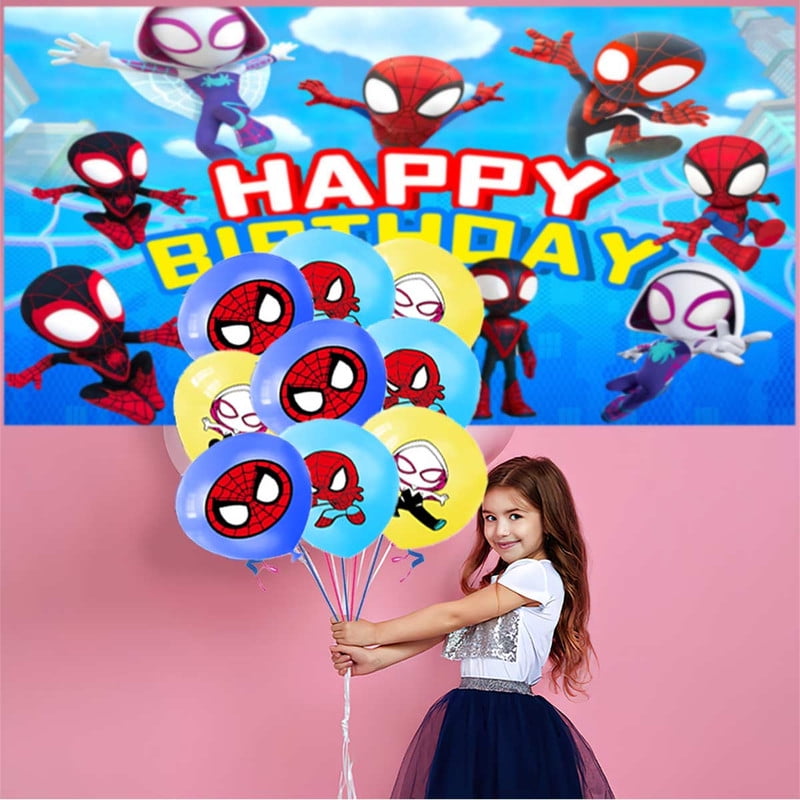 Amazing spidy and friends Birthday Party Supplies Balloons Plates Decoration Cake Topper Decor Tableware Banner Backdrop