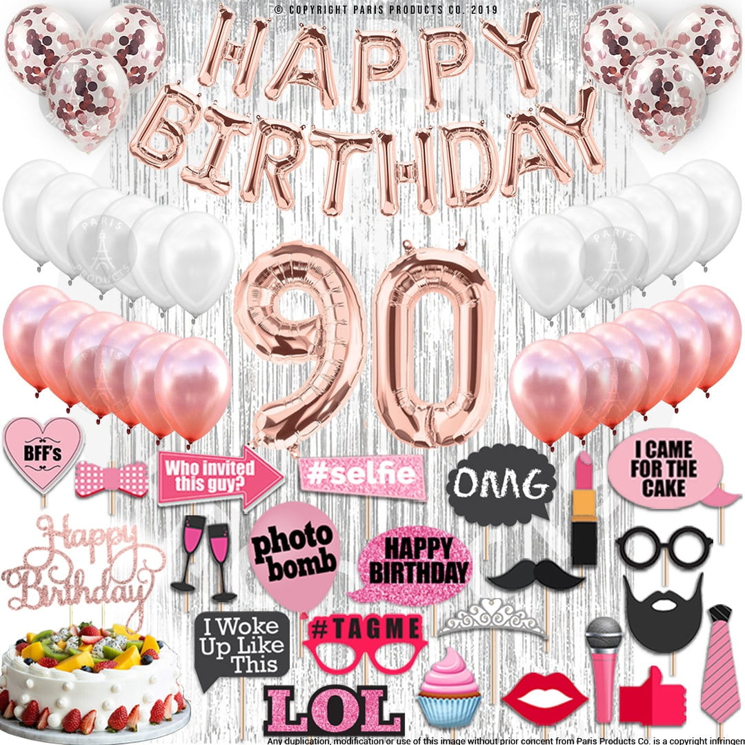 4th Birthday Decorations Party Supplies, Rose Gold 4Number Balloons 4th Foil Mylar Balloons Latex Balloon Decoration 4th Birthday Gifts