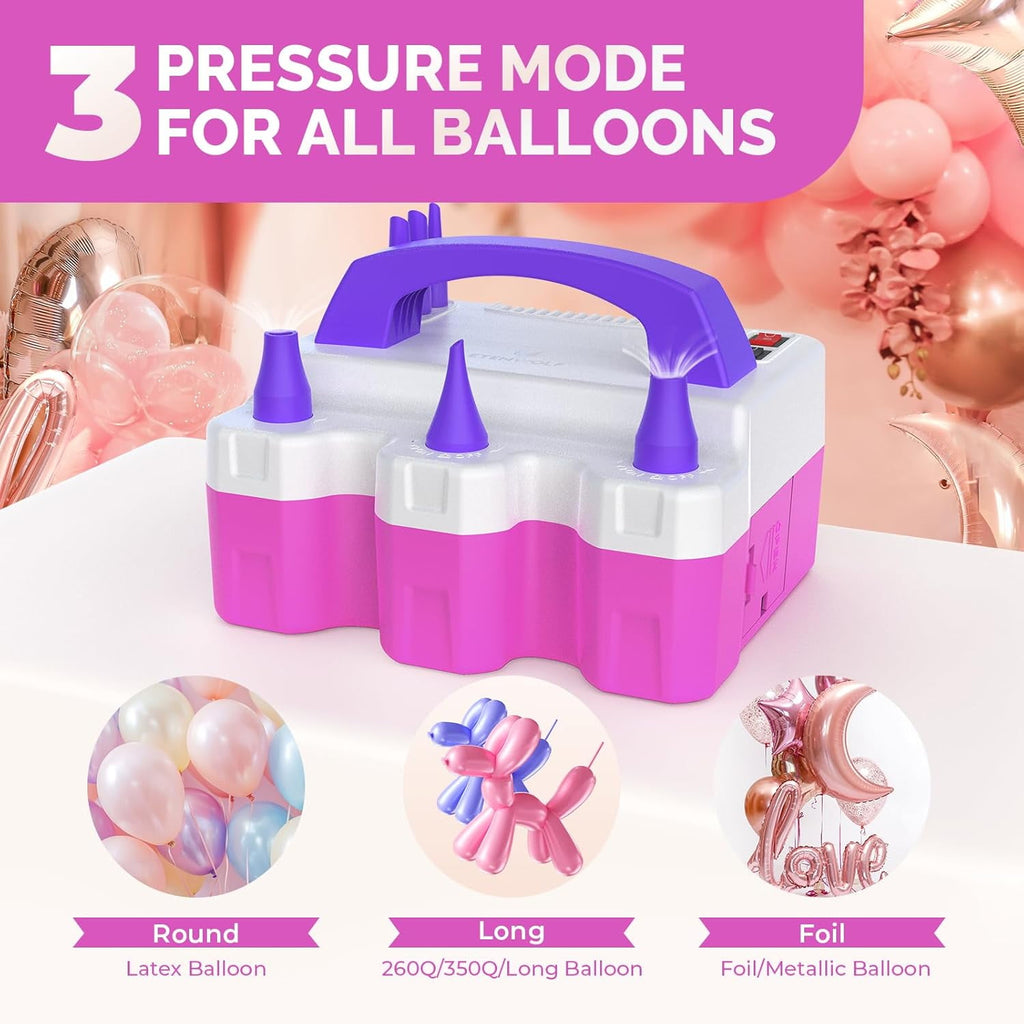 ETENWOLF  Electric Balloon Pump for All Balloons with 3 Nozzles 110V 600W Balloon Blower for Party Metalic Latex 260q Foil Balloons, Balloon Inflator for Birthday Decorations