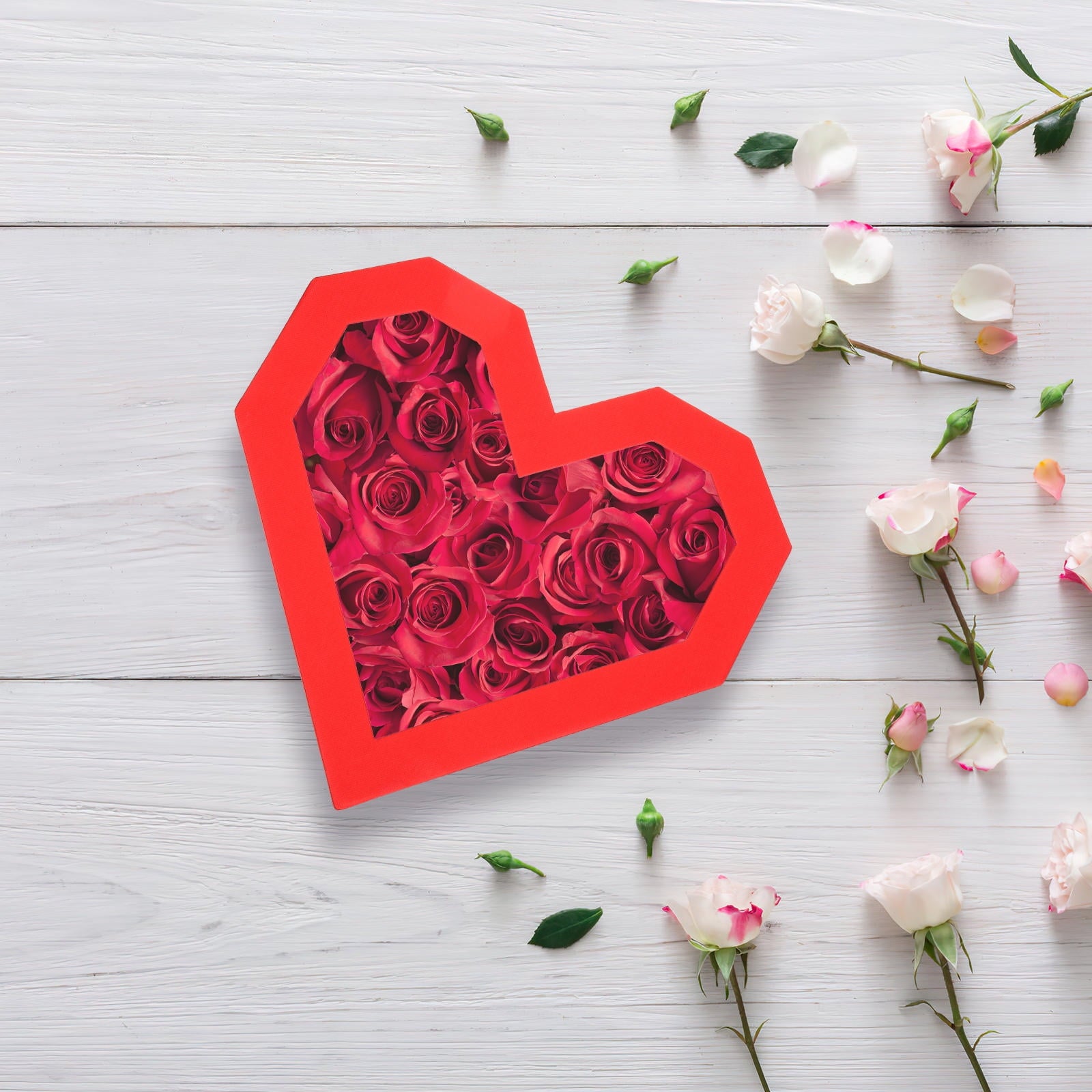 ifundom Rose Flower Heart Box Gift Case for Christmas Party and Special Celebrations