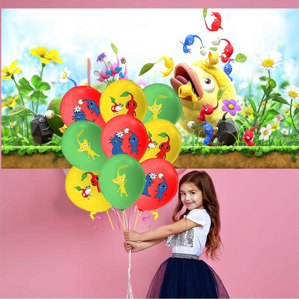 Pikmin Party Supplies Balloons Tableware Birthday Decorations Plates Banner Cake Topper Backdrop
