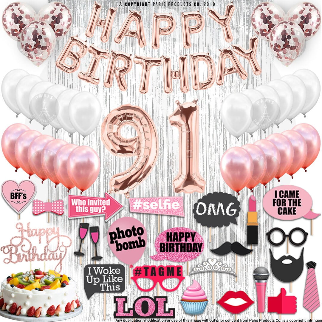 4th Birthday Decorations Party Supplies, Rose Gold 4Number Balloons 4th Foil Mylar Balloons Latex Balloon Decoration 4th Birthday Gifts