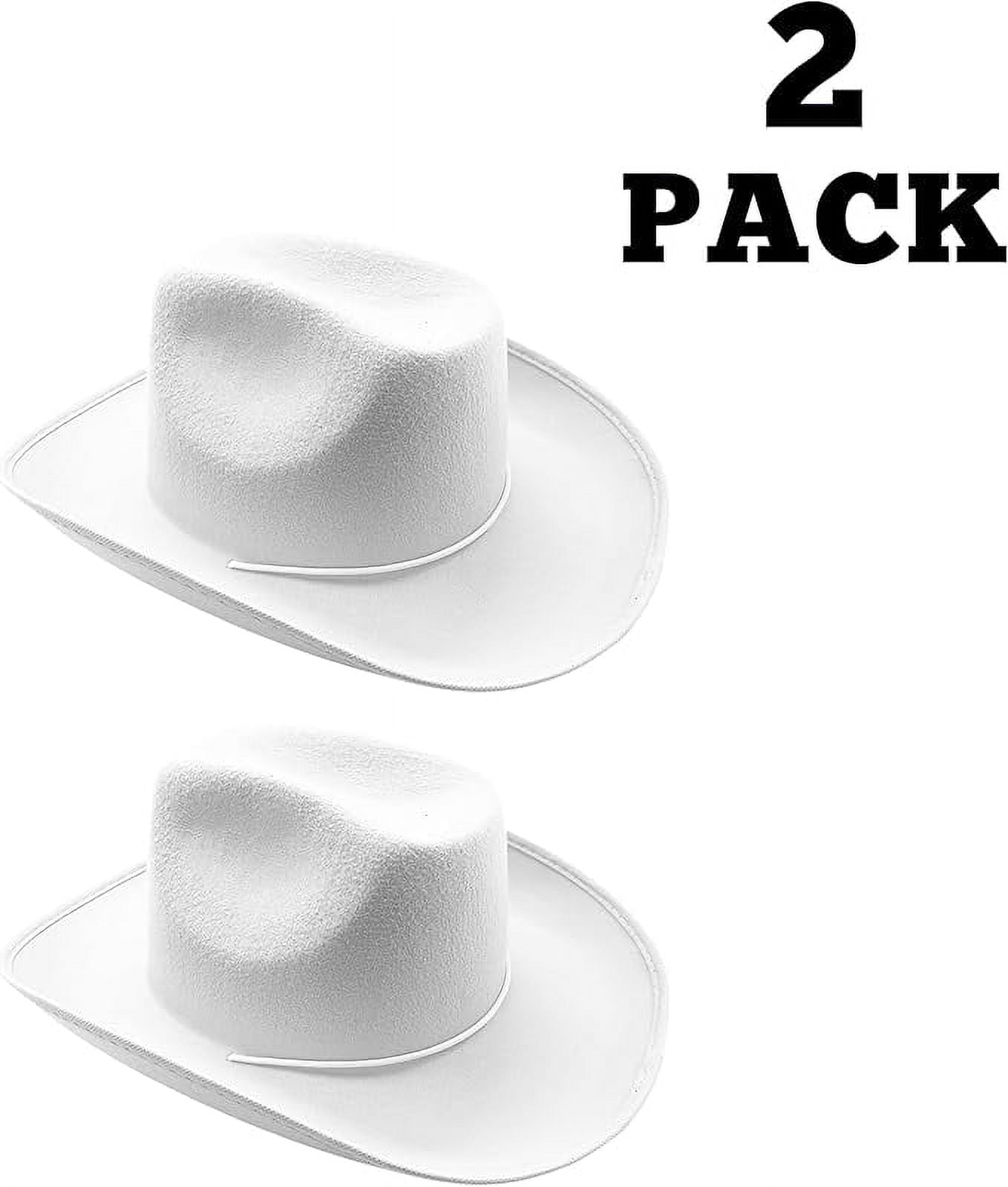 4E's Novelty Kids White Cowboy Hats Felt - 2 Pack - Fits Boys & Girls