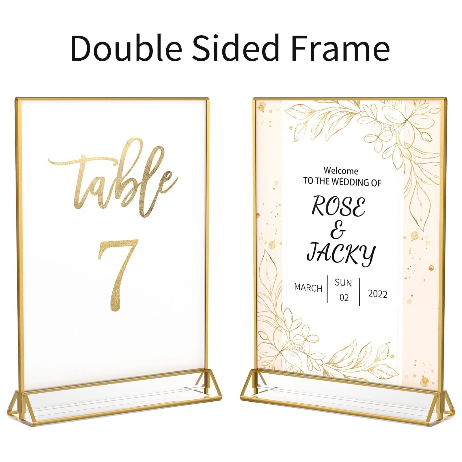 NIUBEE 6 x 4 Clear Acrylic Sign Holder,Gold Frame Double Sided Table Menu Holders Picture Frames, Photos Holder Stand for Wedding Table Number, Restaurant Sign Holder,6Pcs