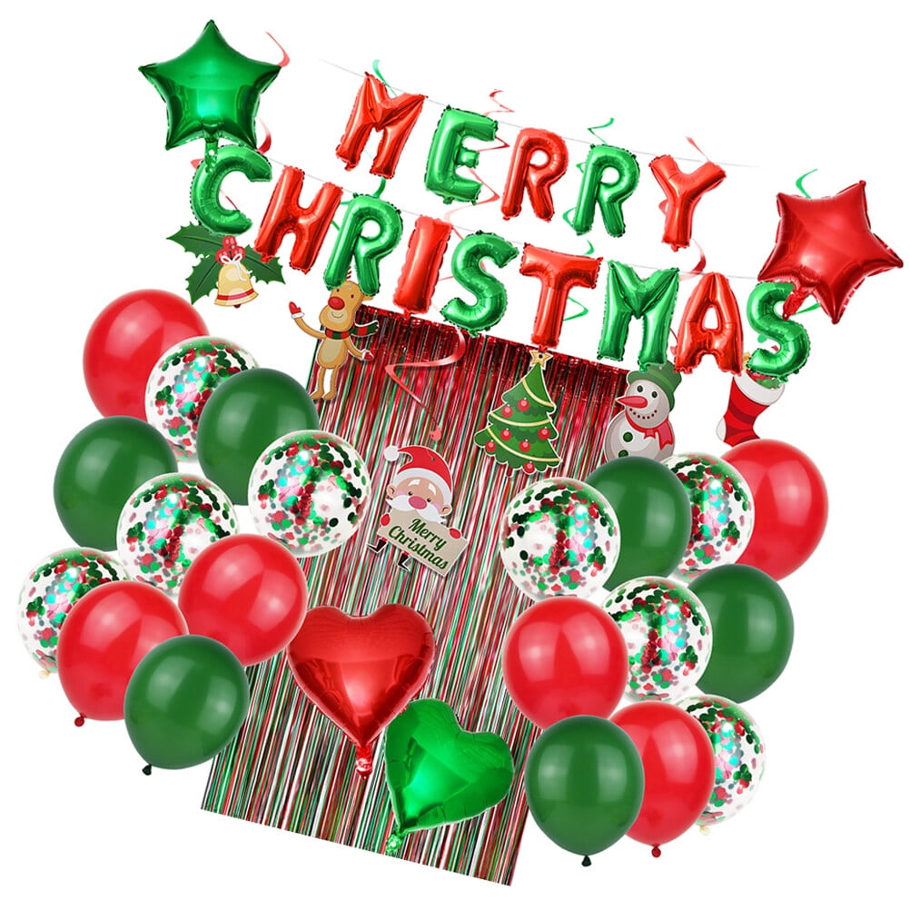 YEAHIBABY-46PCS 2024 Christmas Aluminium Foil Balloons Decorative Balloons for 2024 Christmas Theme Party Decorations