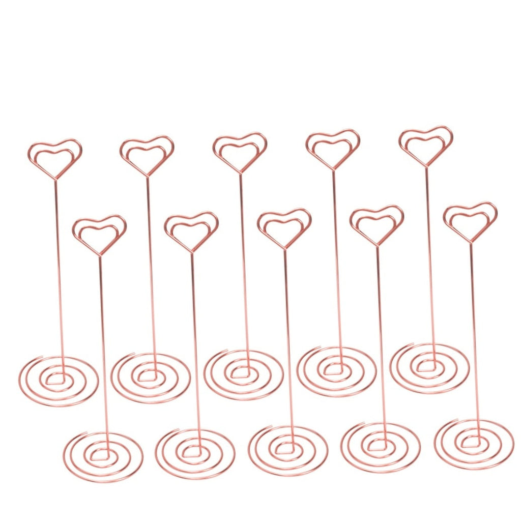 WHAMVOX 10Pcs Place Card Holders for Table Heart Shaped Stand Iron 2.8x2.8x8.7in