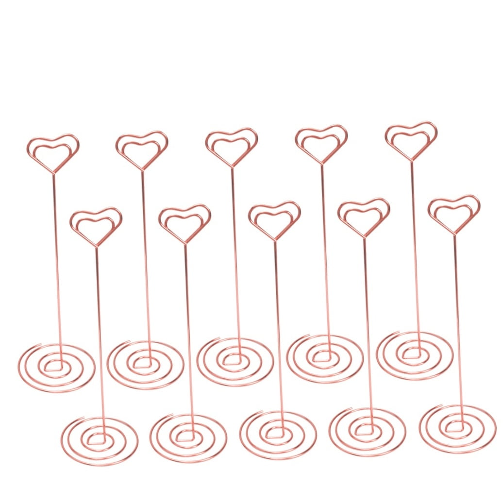WHAMVOX 10Pcs Place Card Holders for Table Heart Shaped Stand Iron 2.8x2.8x8.7in