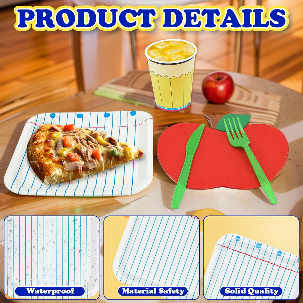125Pcs Back to School Decorations Notebook Paper Plates Apple Napkins First Day of School Party Supplies Disposable Dinnerware Set for Preschool Kindergarten Teacher Party (Serves 25 Guests)