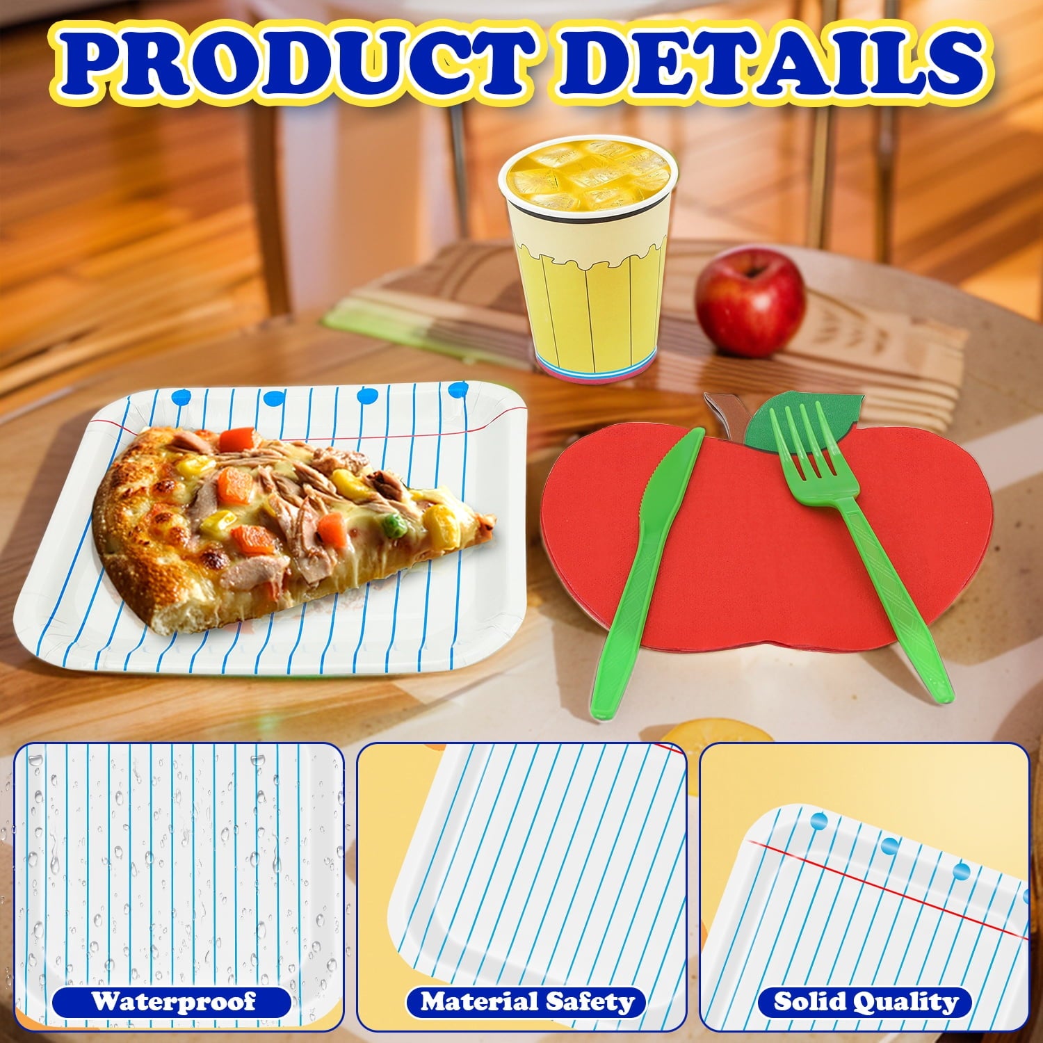 125Pcs Back to School Decorations Notebook Paper Plates Apple Napkins First Day of School Party Supplies Disposable Dinnerware Set for Preschool Kindergarten Teacher Party (Serves 25 Guests)