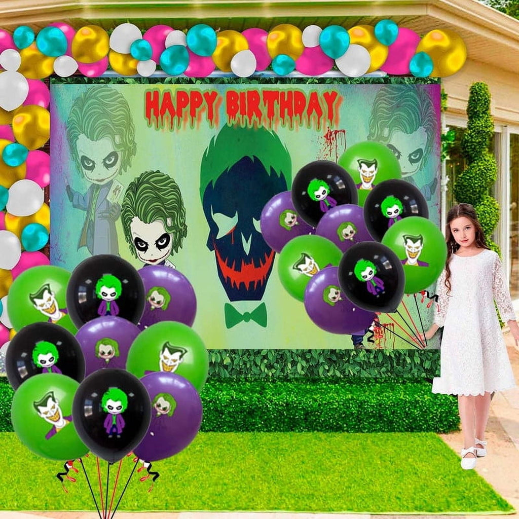 Joker Clown Party Supplies Plates Decorations Birthday Cake Topper Banner Decor Backdrop Balloons