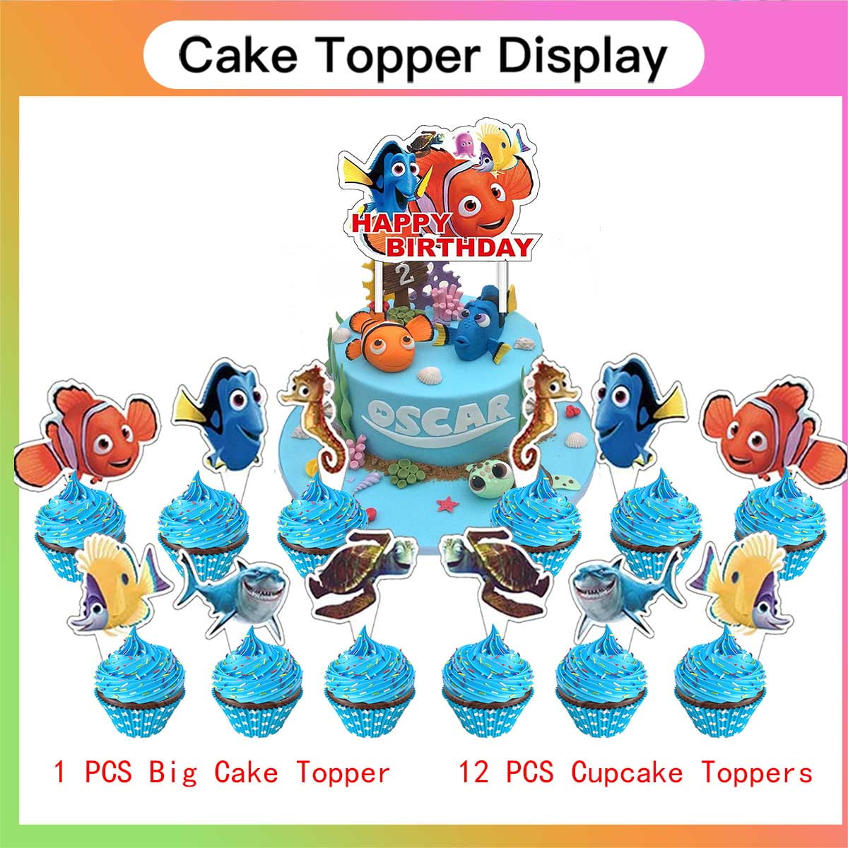 Fingding Nemo Birthday Party Supplies Balloons Plates Decoration Cake Topper Decor Tableware Banner Backdrop