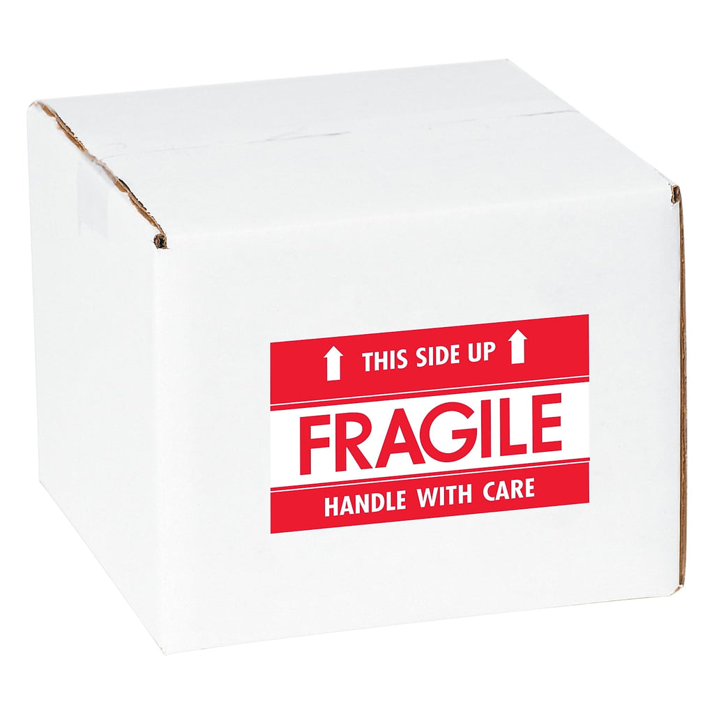 Tape Logic Labels "Fragile - This Side Up - HWC" 3" x 5" Red/White 500/Roll SCL521