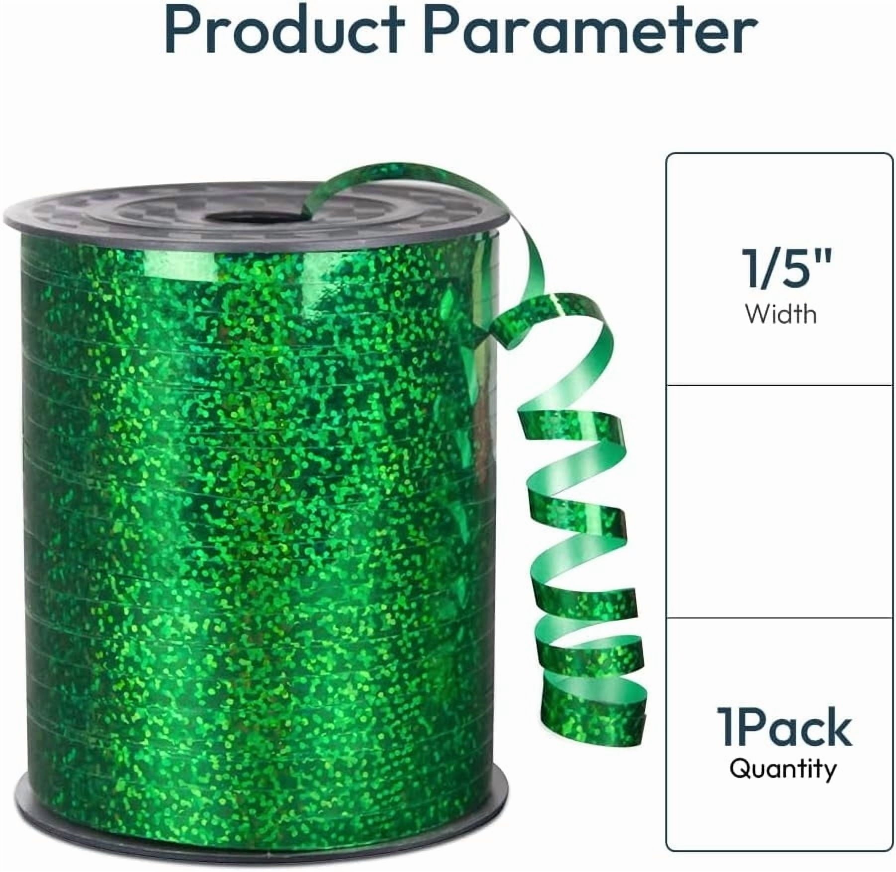 Metallic Shiny Curling Ribbon，400m，0.5cm for Crafts,Gift Wrapping, Balloon String, Baby Shower, Parties & Festivals, Florist Flowers (Laser green)
