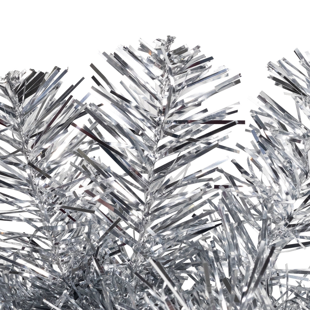 Northlight Pre-Lit Artificial Tinsel Christmas Garland - 9' x 8" - Silver - Clear Lights