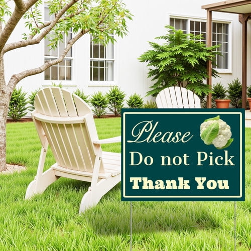 ZXCXRQFa Please Do Not Pick Cauliflower Yard Sign With Stake,Private Property Vegetable Sign Plant Markes for Lawn Yard Farm 9 x 12 Inches Sturdy Rust Free Weatherproof,Easy to Install