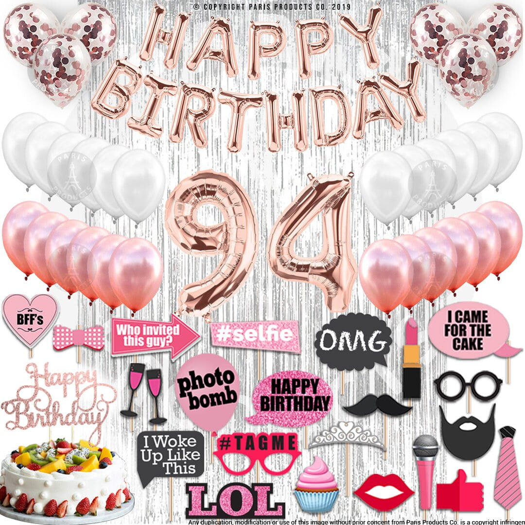 4th Birthday Decorations Party Supplies, Rose Gold 4Number Balloons 4th Foil Mylar Balloons Latex Balloon Decoration 4th Birthday Gifts