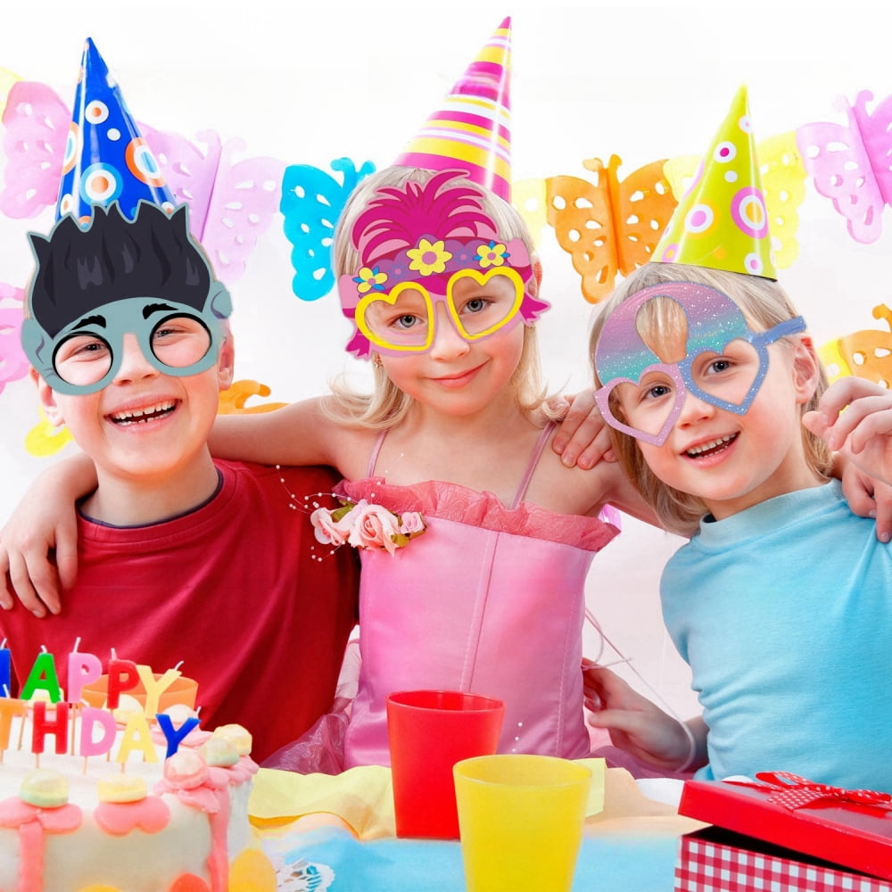 12PCS Anime Themed Party Glasses Supplies Decoration, Fun Kids Party Favors，Dress Up Masks Photo Booth Prop，Cartoon Character Cosplay Decor