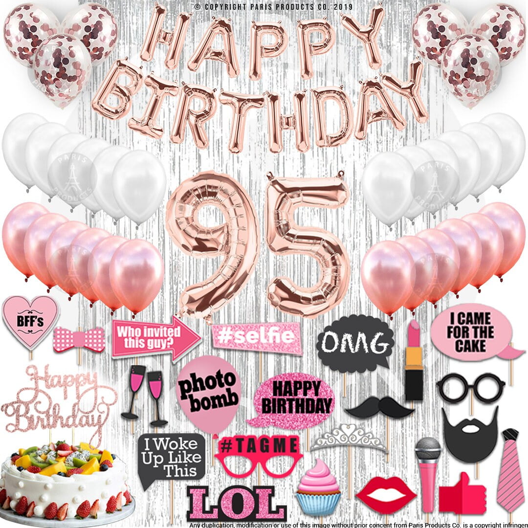 4th Birthday Decorations Party Supplies, Rose Gold 4Number Balloons 4th Foil Mylar Balloons Latex Balloon Decoration 4th Birthday Gifts