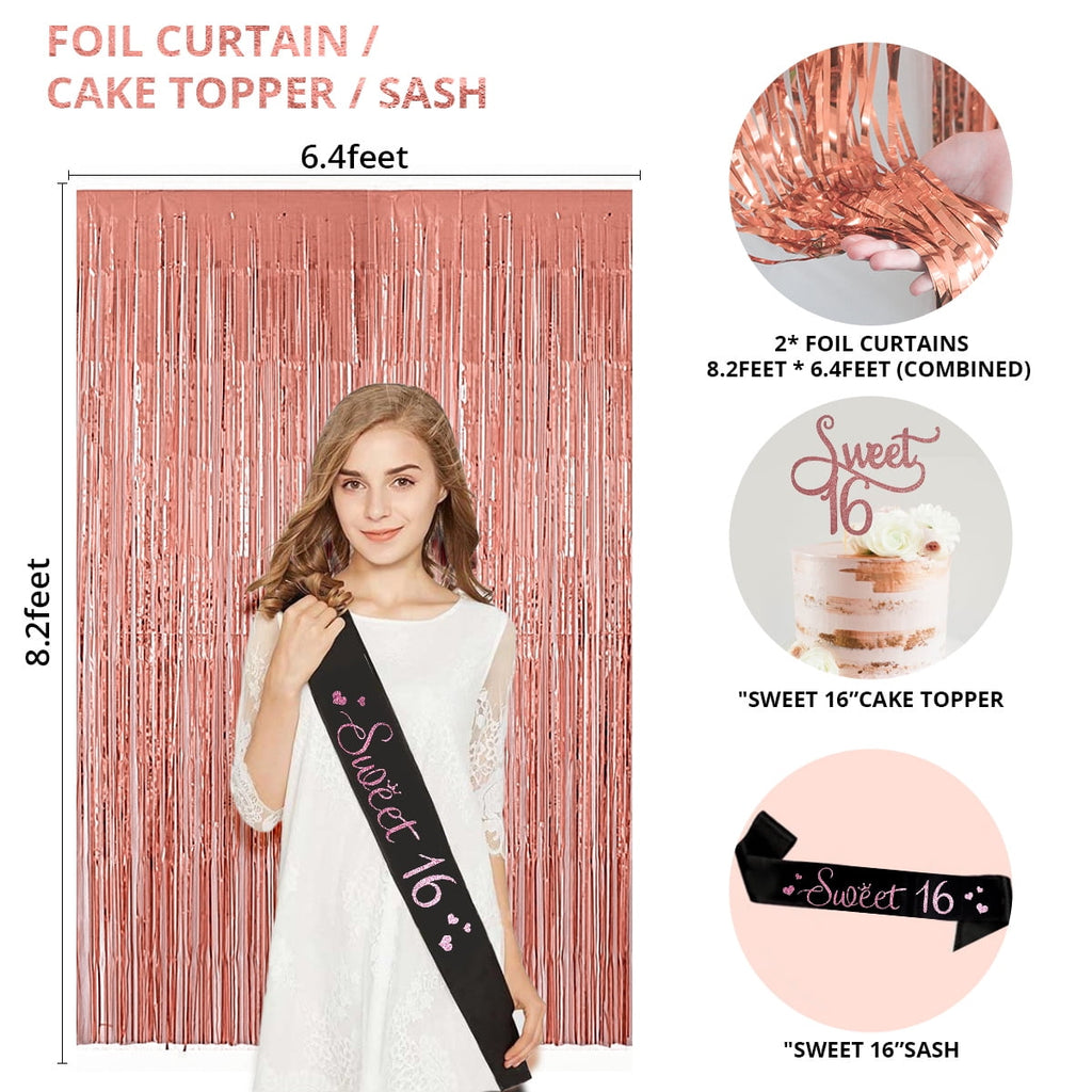 Sparkles Hub Sweet 16 Birthday Decorations with Balloon Arch Garland