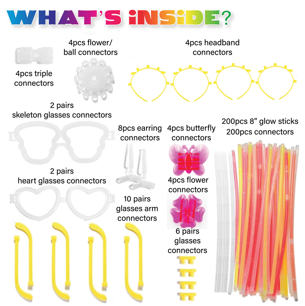 Kaitek Glow Party Pack – 448 Pcs Glow Sticks and Cool Connectors for Glasses, Headbands and More Fun!
