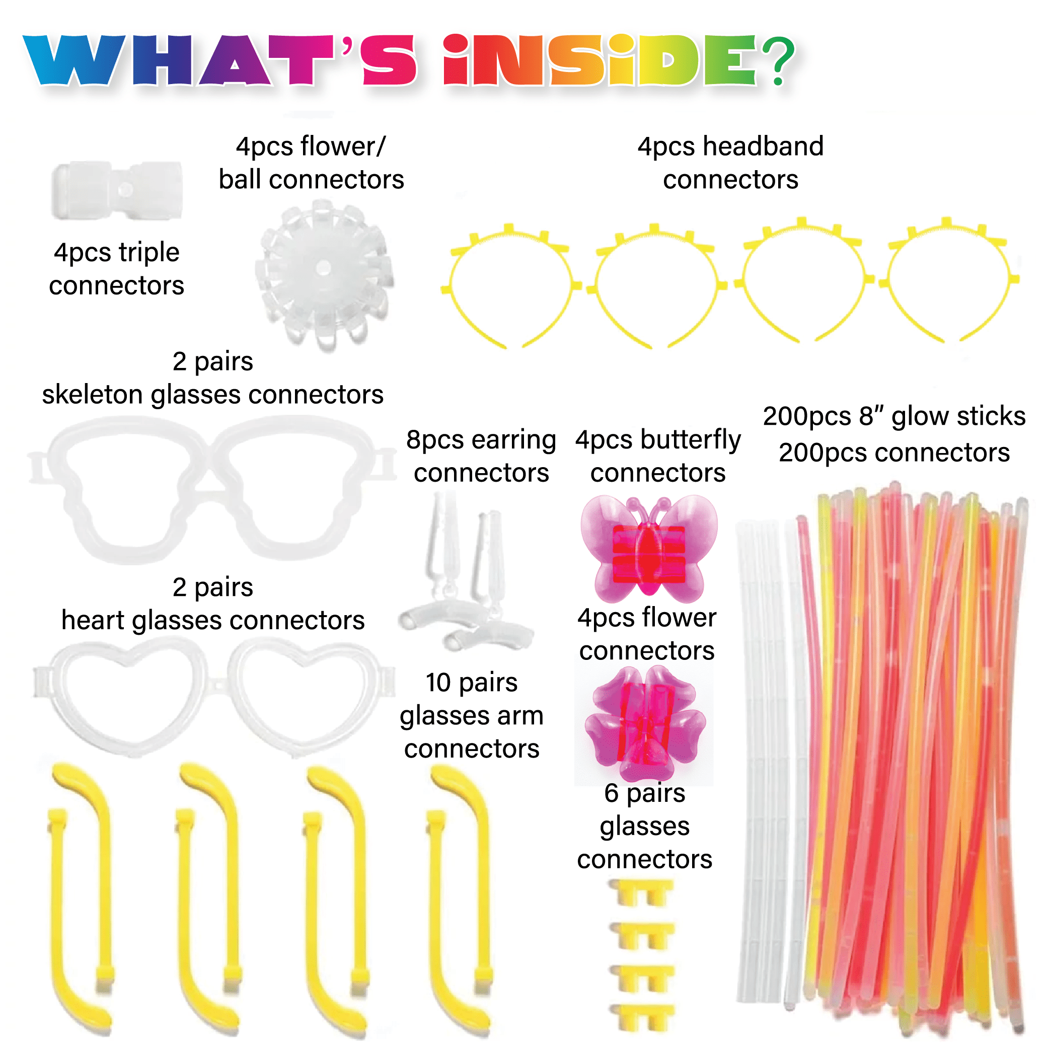 Kaitek Glow Party Pack – 448 Pcs Glow Sticks and Cool Connectors for Glasses, Headbands and More Fun!