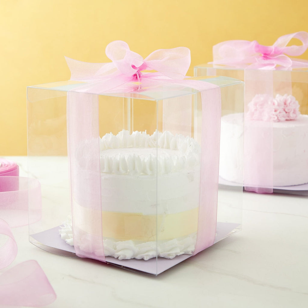 30-Pack Clear Gift Boxes - 6x6x6 In Square Plastic Transparent Boxes for Cakes, Wedding, Baby Shower, Birthday Party