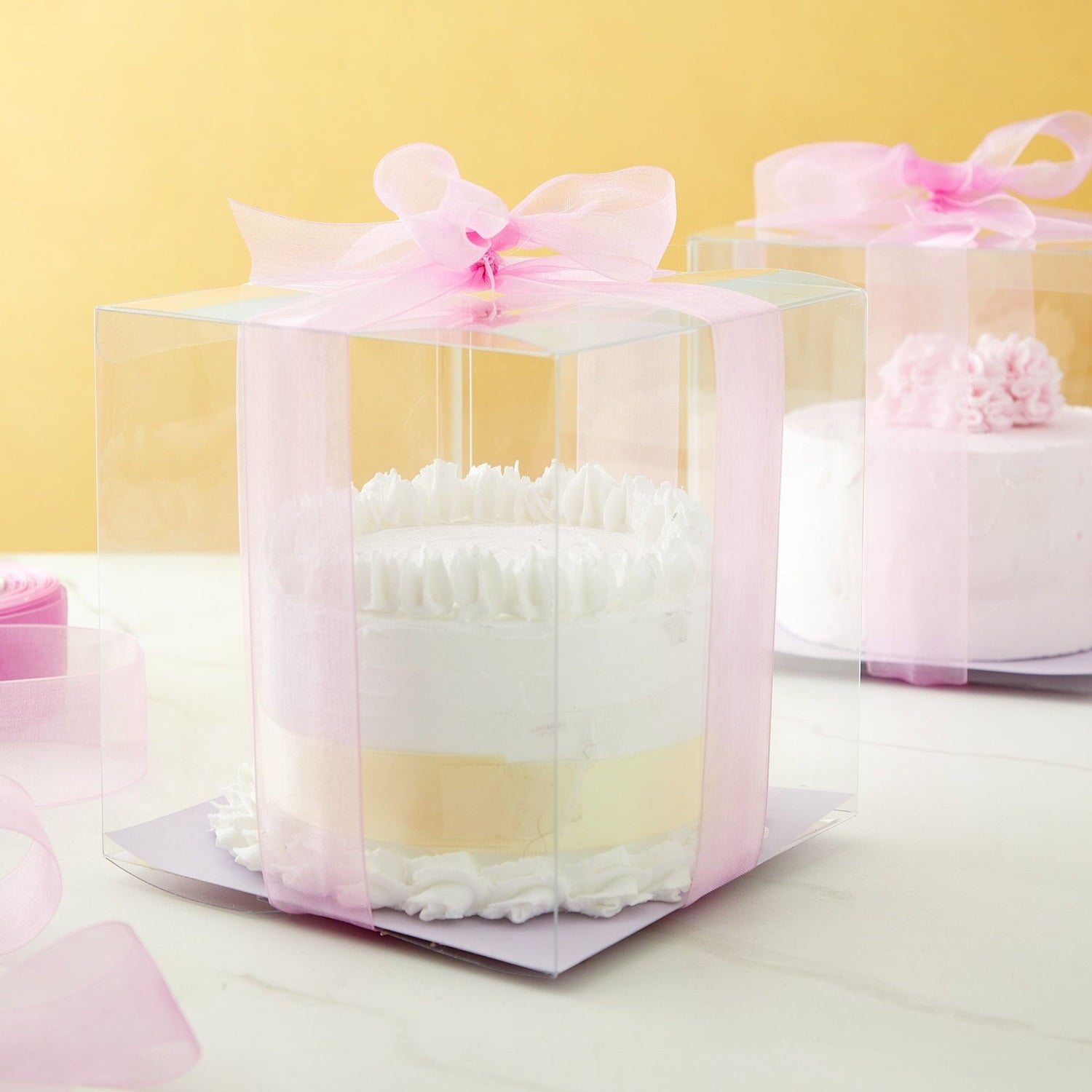 30-Pack Clear Gift Boxes - 6x6x6 In Square Plastic Transparent Boxes for Cakes, Wedding, Baby Shower, Birthday Party