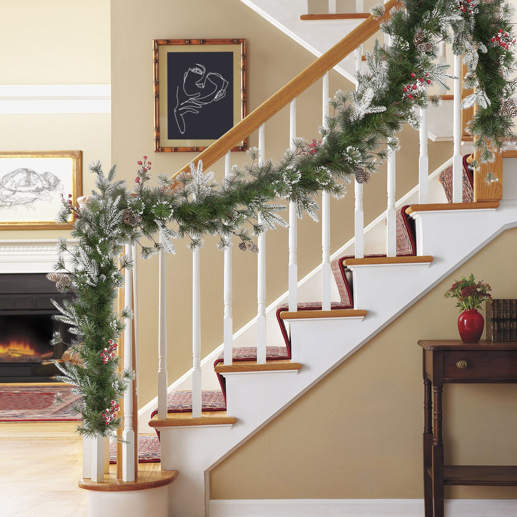 9ft x 10in PE/PVC Decorated Garland 220 Tips Pine Cones & Berries