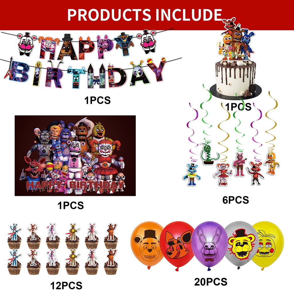 Freddy's Party Decorations Freddy's Birthday Balloons Decorations Cake Toppers  Balloons for Kids Birthday Party Supplies